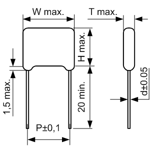MEF (MER, CL21) серия, Металлизированные полиэстерные пленочные конденсаторы
