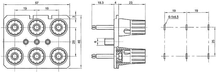 PSZ-603 - блок винтовых зажимов 6 проводов акустических систем