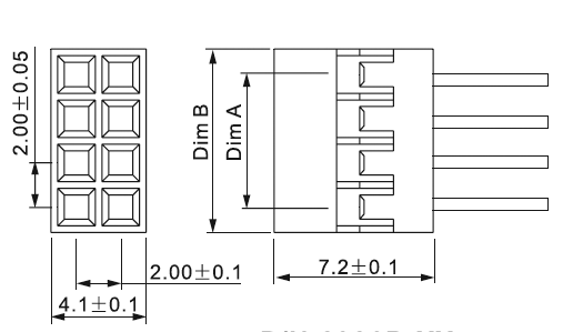 KR2006H-2xXXP-1 (2026B-XX, BLD2-2xXX) серия, корпуса двухрядных розеток на провод, шаг 2,0x2,0 мм, Соединители штыревые открытые плата/плата (межплатные штыревые линейки) и гнезда для них > шаг 2,0x2,0 мм