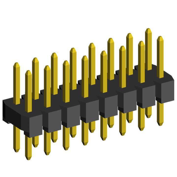 2208S-XXG-H15 (PLD2-XX) серия, вилки штыревые открытые прямые двухрядные на плату для монтажа в отверстия, шаг 2,0x2,0 мм, Соединители штыревые открытые плата/плата (межплатные штыревые линейки) и гнезда для них > шаг 2,0x2,0 мм