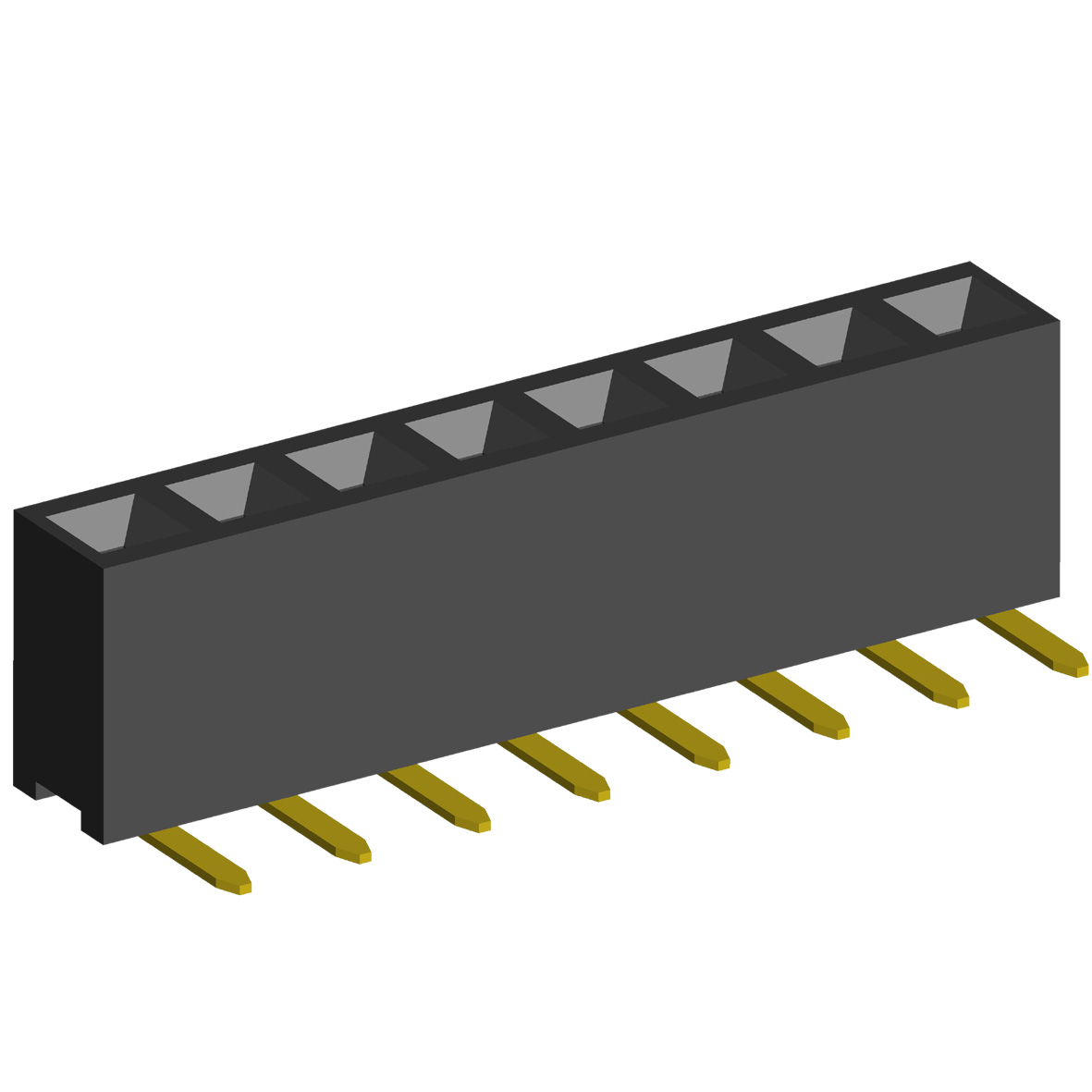 2209R-XXG (PBS2-XXR) серия, розетки угловые однорядные на плату для монтажа в отверстия, шаг 2,0 мм, Соединители штыревые открытые плата/плата (межплатные штыревые линейки) и гнезда для них > шаг 2,0 мм
