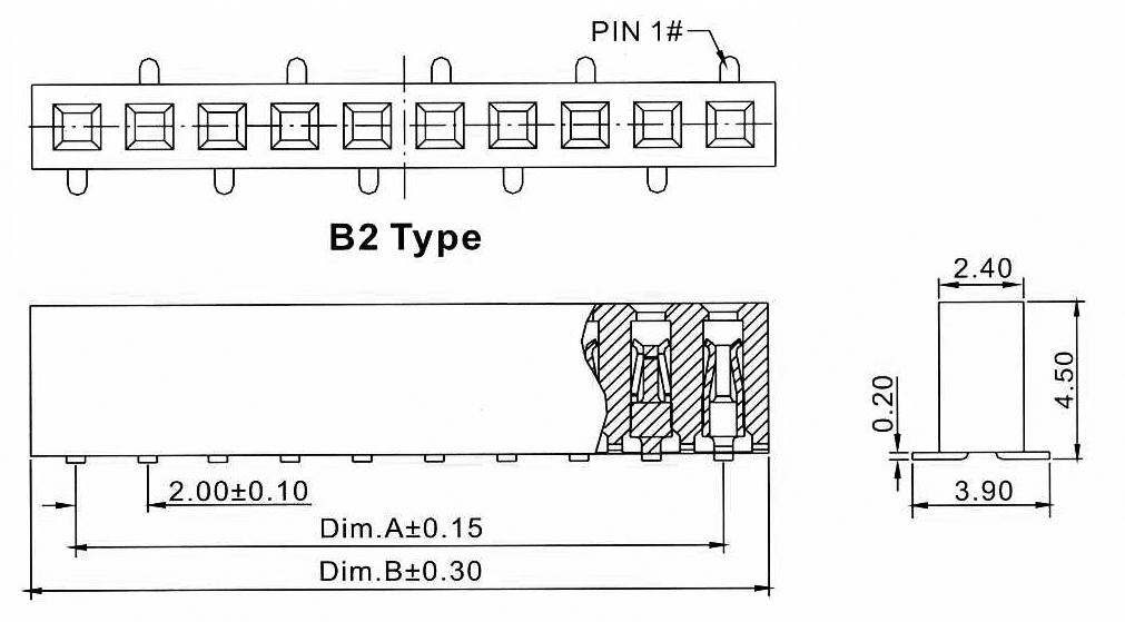 2209SM-XXG-B2 серия, розетки прямые однорядные на плату для поверхностного (SMD) монтажа, шаг 2,0 мм, Соединители штыревые открытые плата/плата (межплатные штыревые линейки) и гнезда для них > шаг 2,0 мм