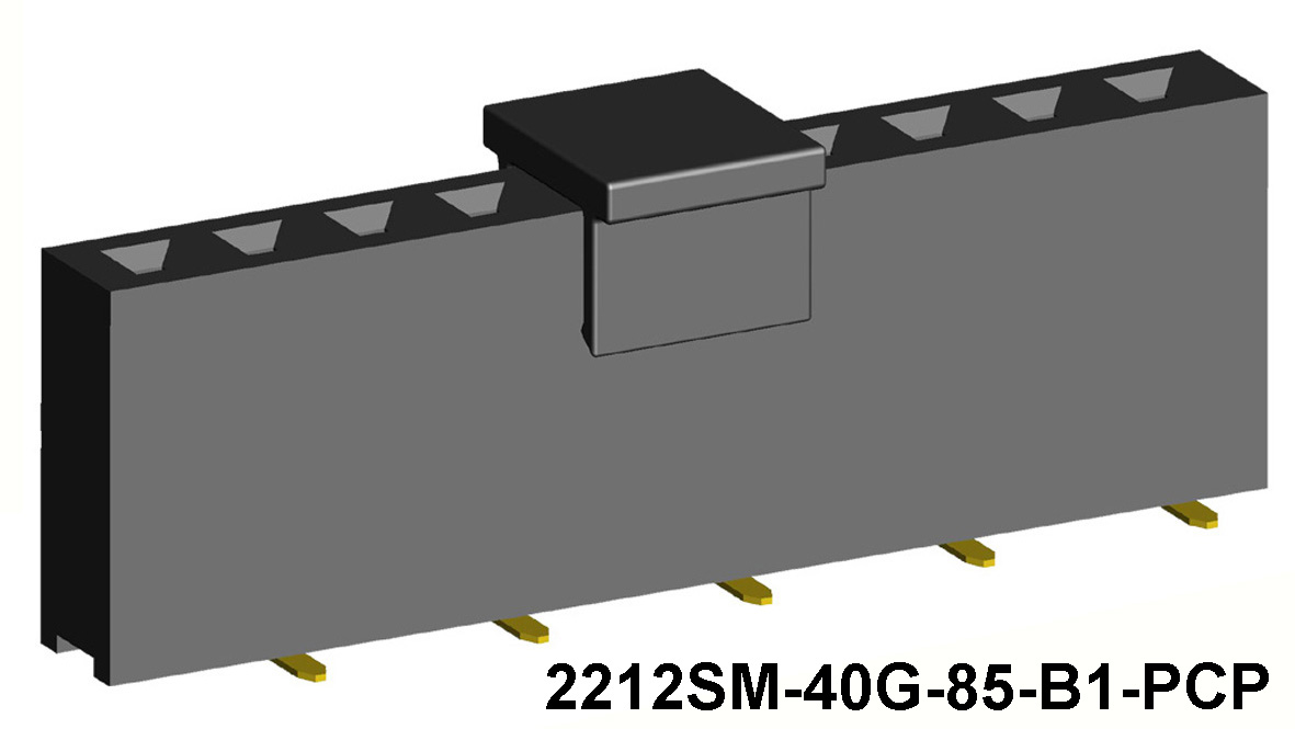 2212SM-XXG-85-B1-PCP серия, розетки прямые однорядные на плату для поверхностного (SMD) монтажа с захватом, шаг 2,54 мм, Соединители плата/плата (разъемы межплатные), штыревые линейки и гнезда для них > 2,54 x 2,54