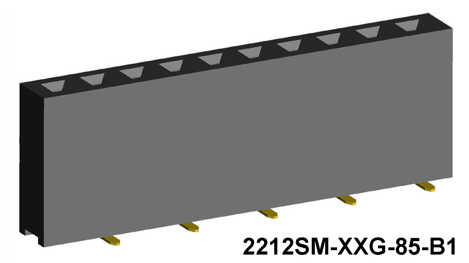 2212SM-XXG-85-BX серия, розетки прямые однорядные на плату для поверхностного (SMD) монтажа, шаг 2,54 мм, Соединители плата/плата (разъемы межплатные), штыревые линейки и гнезда для них > 2,54 x 2,54