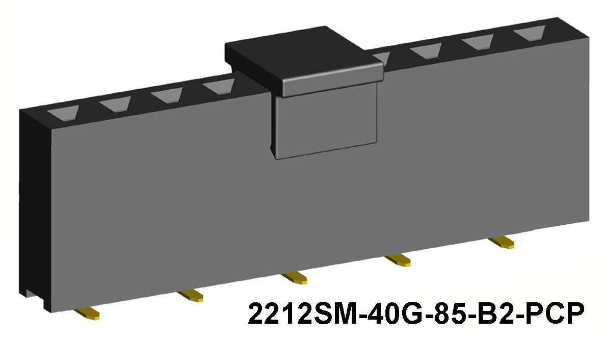 2212SM-XXG-85-B2-PCP серия, розетки прямые однорядные на плату для поверхностного (SMD) монтажа с захватом, шаг 2,54 мм, Соединители плата/плата (разъемы межплатные), штыревые линейки и гнезда для них > 2,54 x 2,54