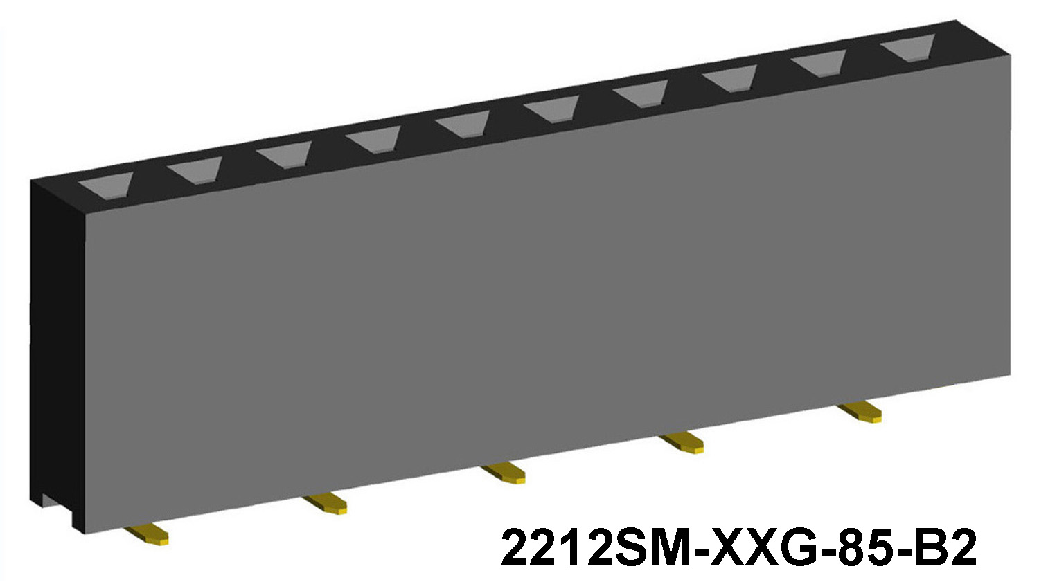 2212SM-XXG-85-BX серия, розетки прямые однорядные на плату для поверхностного (SMD) монтажа, шаг 2,54 мм, Соединители плата/плата (разъемы межплатные), штыревые линейки и гнезда для них > 2,54 x 2,54