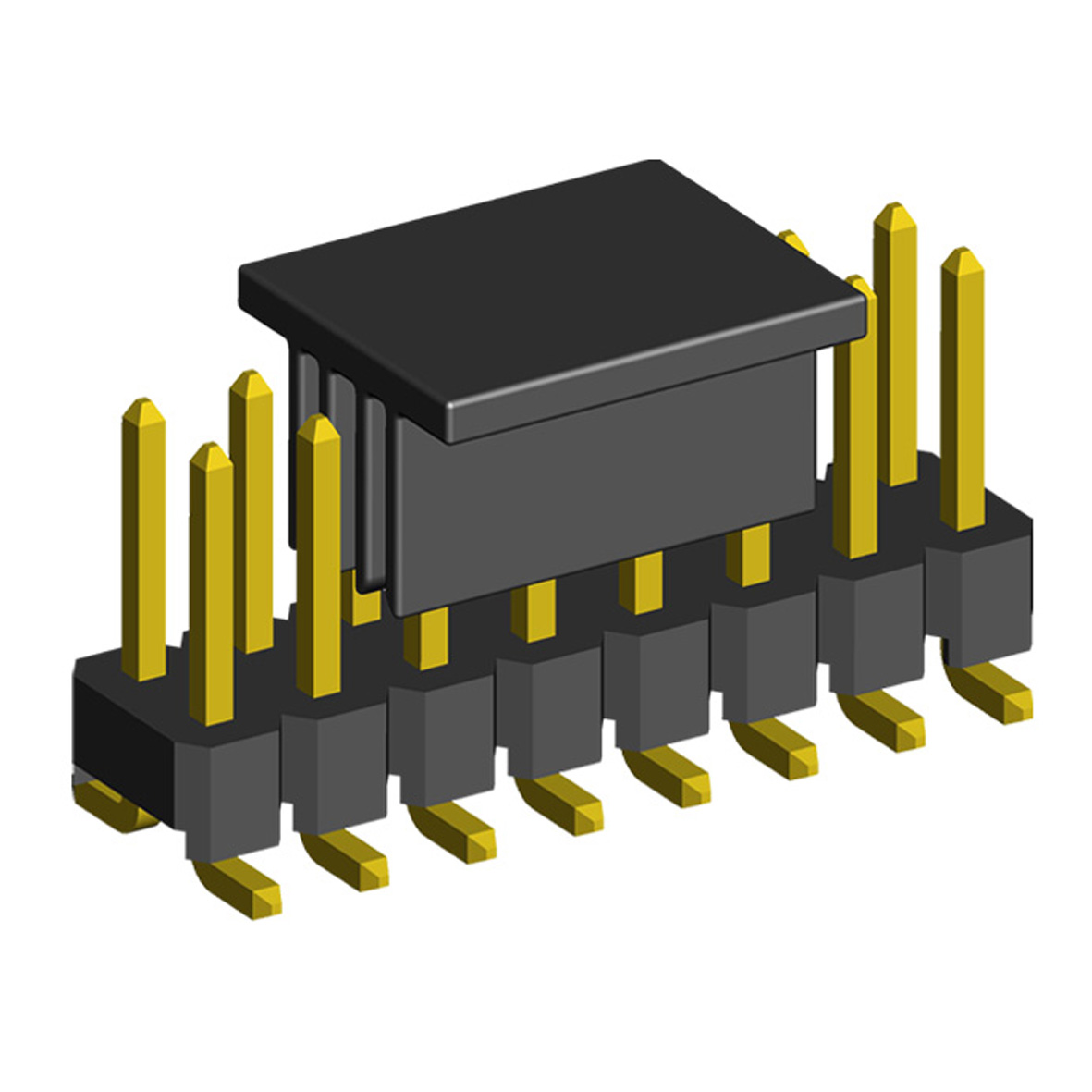 2213SM-XXG-XXXX-CP серия, вилки открытые прямые двухрядные на плату для поверхностного (SMD) монтажа с захватом, шаг 2,54 x 2,54 мм
, Соединители плата/плата (разъемы межплатные), штыревые линейки и гнезда для них > 2,54 x 2,54