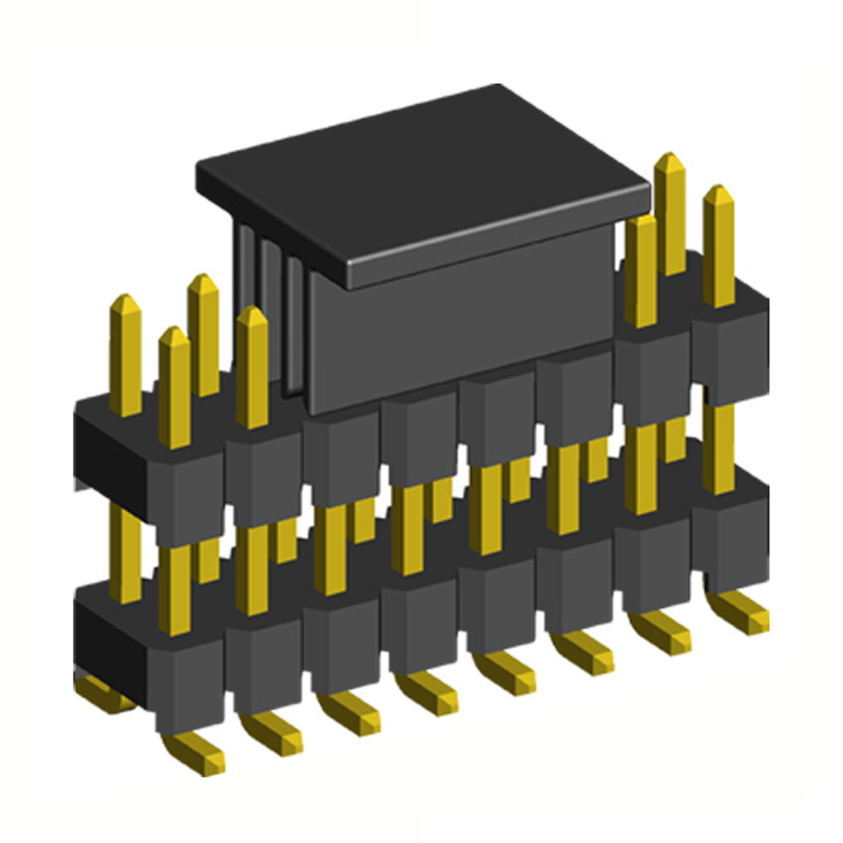2213SMDI-XXG-XXXX-CP серия, вилки открытые прямые двухрядные приподнятые на плату для поверхностного (SMD) монтажа с захватом, шаг 2,54 x 2,54 мм
, Соединители плата/плата (разъемы межплатные), штыревые линейки и гнезда для них > 2,54 x 2,54