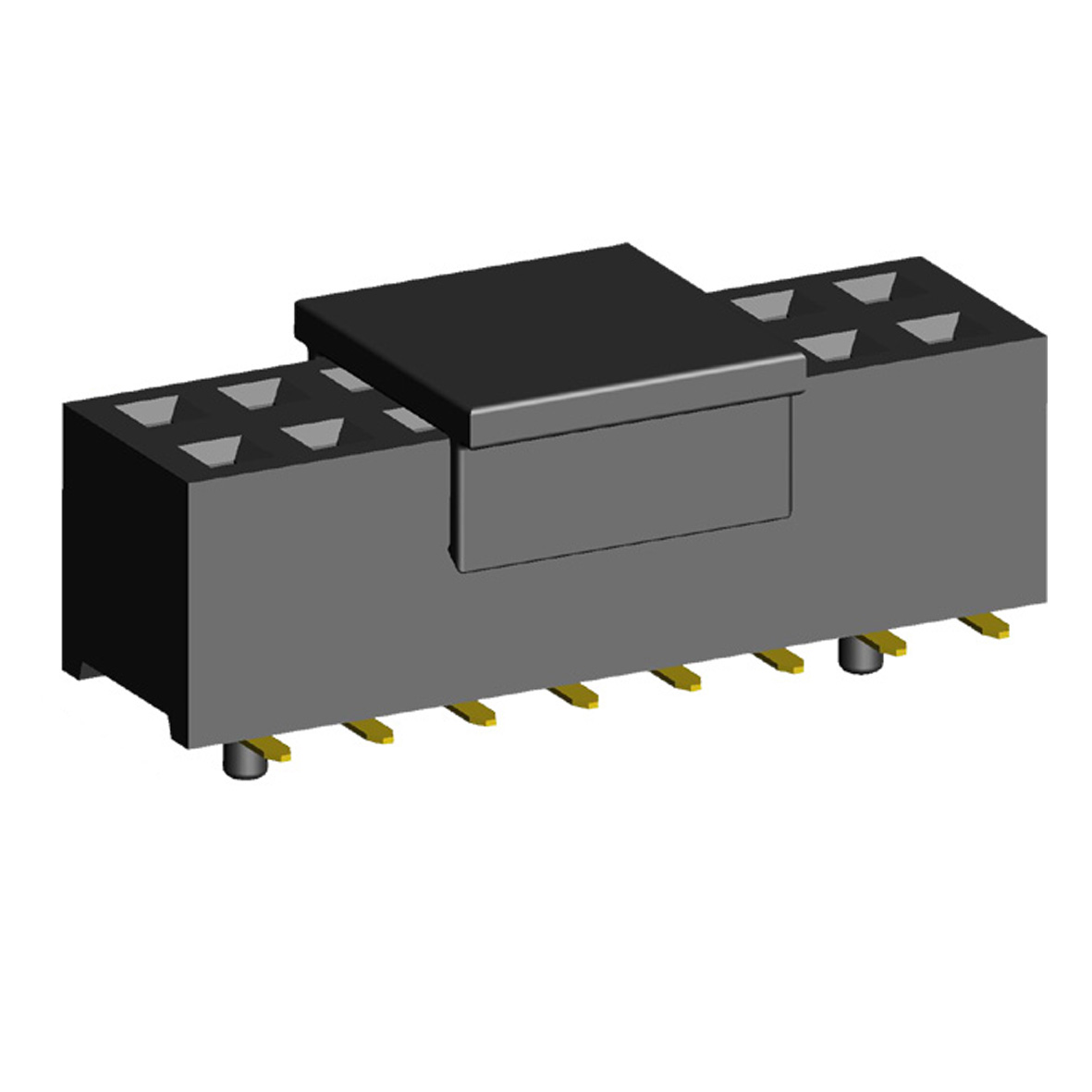 2214SM-XXG-62-pcg серия, розетки двухрядные прямые с направляющими на плату для поверхностного (SMD) монтажа с захватом, шаг 2,54 x 2,54 мм, Соединители плата/плата (разъемы межплатные), штыревые линейки и гнезда для них > 2,54 x 2,54