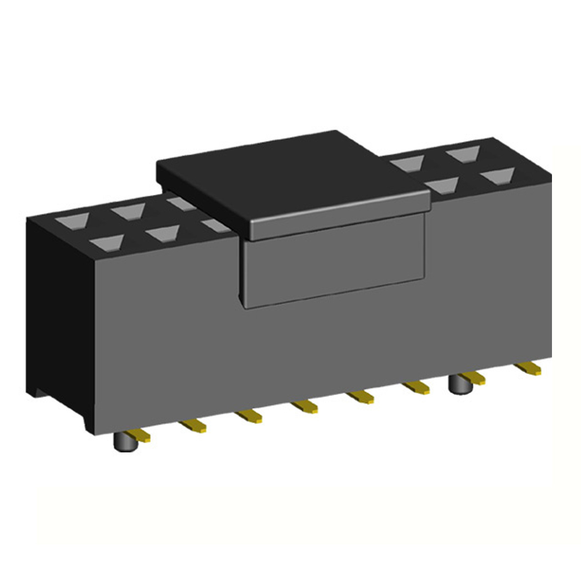 2214SM-XXG-75-pcg серия, розетки двухрядные прямые с направляющими на плату для поверхностного (SMD) монтажа с захватом, шаг 2,54 x 2,54 мм, Соединители плата/плата (разъемы межплатные), штыревые линейки и гнезда для них > 2,54 x 2,54