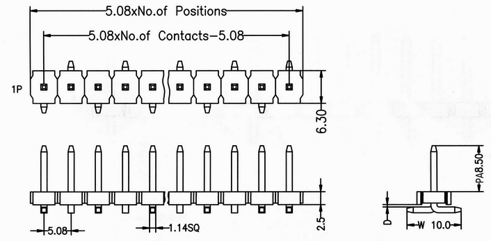 BL1125-11xxM-01 серия, Вилки открытые прямые однорядные для поверхностного (SMD) монтажа, шаг 5,08 мм, Соединители межплатные > шаг 5,08 мм