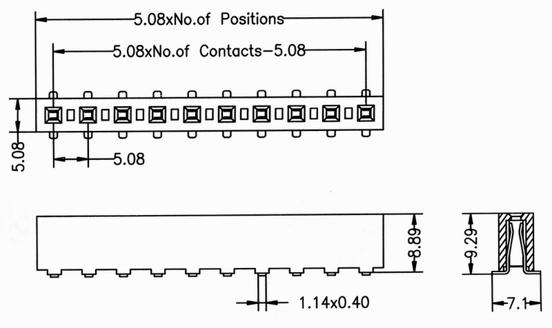 BL2189-01xxM серия, Розетки однорядные SMD прямые, шаг 5,08 мм, Соединители межплатные > шаг 5,08 мм