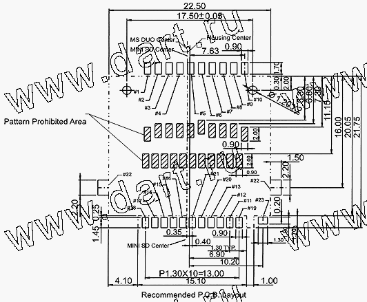 MIM021-A0-0010, 2 in 1 Connector MS Duo + MiniSD, Держатели карт памяти / Комбинированные типы держателей карт / 2 в 1