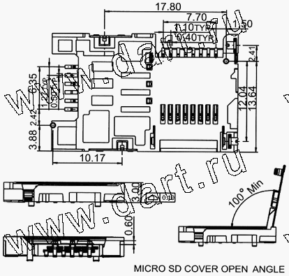 SMSN14-J0-0000, 2 in 1 Connector Sim + Micro SD Hinge Type, Держатели карт памяти / Комбинированные типы держателей карт / 2 в 1