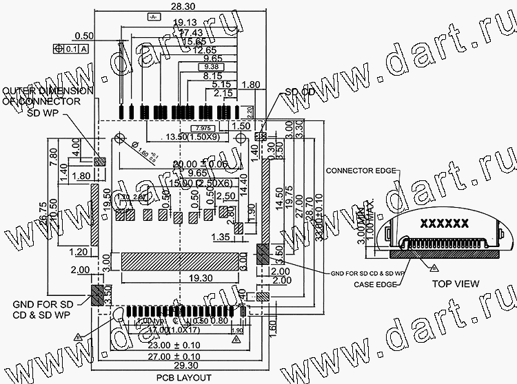 MSX039-A0-2021, 4 in 1 Connector MS + SD + MMC + XD Normal Type with SD I/O, Комбинированные типы держателей карт 4 в 1