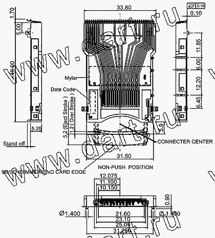 MXP038-A0-0010, 4 in 1 Connector MS + SD + MMC + xD Push Reverse Type,     4  1