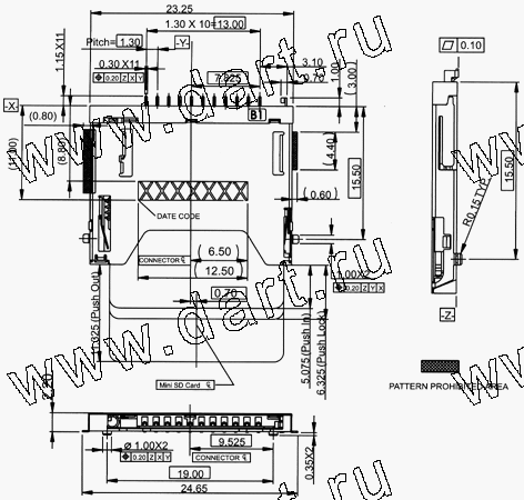 MIP011-A0-0021, Mini SD Push-Push Type, SD карт держатели, Одиночные держатели, Держатели карт памяти