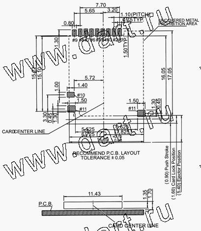 MSPN09-A0-1000, Micro SD Normal Push Type, SD карт держатели, Одиночные держатели, Держатели карт памяти