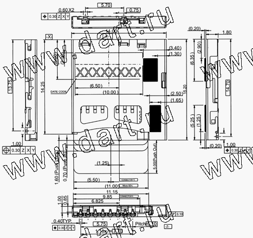 MSPN09-A0-2000, Micro SD Normal Push Type, SD карт держатели, Одиночные держатели, Держатели карт памяти