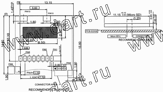 MSPN09-A0-2000, Micro SD Normal Push Type, SD карт держатели, Одиночные держатели, Держатели карт памяти