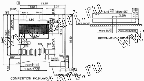 MSPN09-A0-2000, Micro SD Normal Push Type, SD карт держатели, Одиночные держатели, Держатели карт памяти