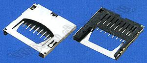 SD-06F, SD Card Connector Reverse Short Type, SD карт держатели, Одиночные держатели, Держатели карт памяти