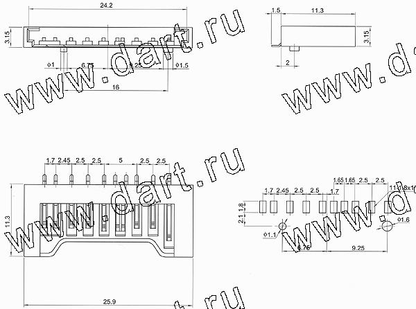 SD-12, SD Card Connector Reverse Short Type, SD карт держатели, Одиночные держатели, Держатели карт памяти