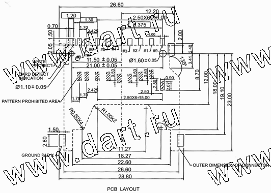 SDC009-A0-0000, SD Card Connector Normal Type, SD карт держатели, Одиночные держатели, Держатели карт памяти