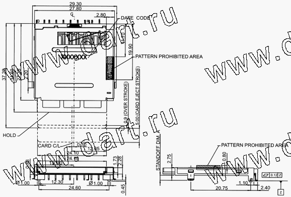 SDS012-A0-20X1, SD Card Connector Push Normal TypeSD карт держатели, Одиночные держатели, Держатели карт памяти