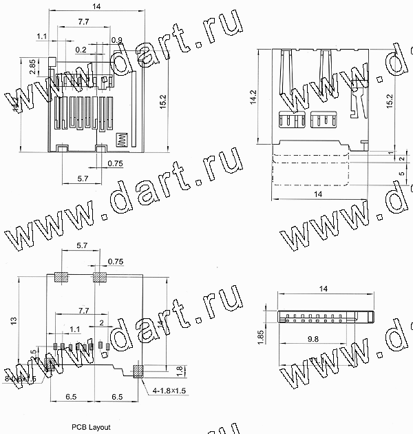TF-07, TF карт держатели, Одиночные держатели, Держатели карт памяти