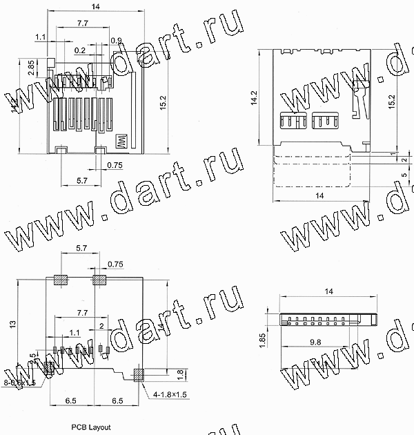 TF-07A, TF карт держатели, Одиночные держатели, Держатели карт памяти