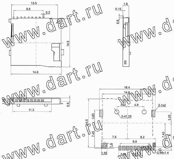 TF-07F, TF карт держатели, Одиночные держатели, Держатели карт памяти
