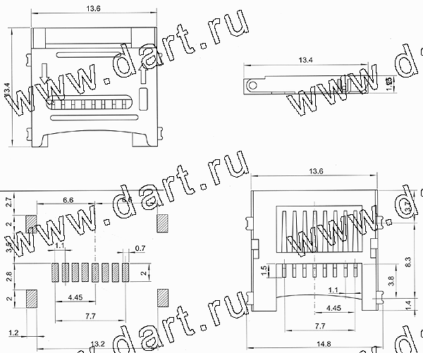 TF-09, TF карт держатели, Одиночные держатели, Держатели карт памяти