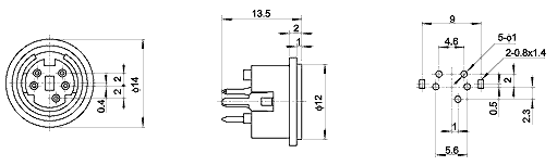 DSW-10B, Разъемы мини-DIN