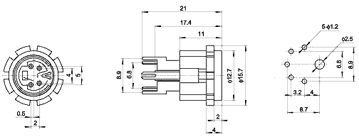DSW-14, Разъемы мини-DIN