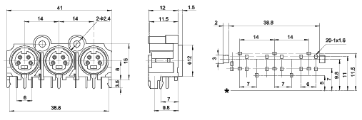 DSW-24, Разъемы мини-DIN