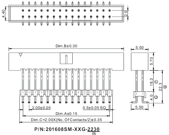         (SMD)   201608SM-XXG-2230,  2,0  x 2,0,      IDC