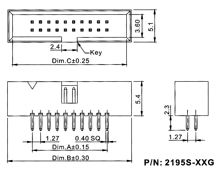 2195S-XXG (BH1,27-XX) ,         ,  1,27  x 1,27,      IDC