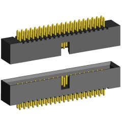 2195S-XXG (BH1,27-XX) серия, вилки закрытые прямые на плату для монтажа в отверстия, шаг 1,27 мм x 1,27мм, Разъемы для плоского кабеля серии IDC