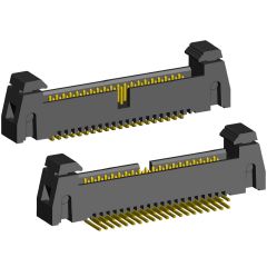 2196R-XXG (SCM1,27R-XX) серия, вилки закрытые с защелками угловые на плату для монтажа в отверстия, шаг 1,27 мм x 1,27мм, Разъемы для плоского кабеля серии IDC