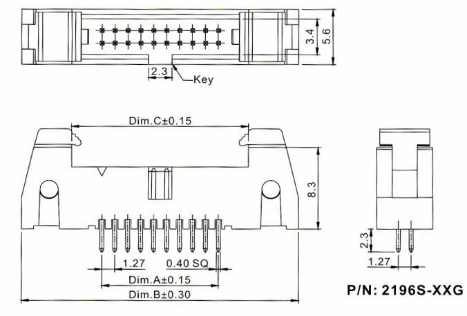 2196S-XXG (SCM1,27-XX) ,           ,  1,27  x 1,27,      IDC