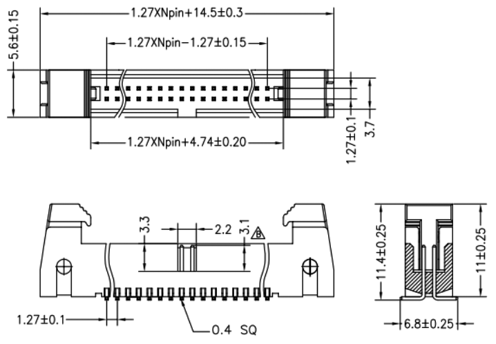            2196SM-XXG (SCM1.27SMD-XX),  1,27  x 1,27,      IDC