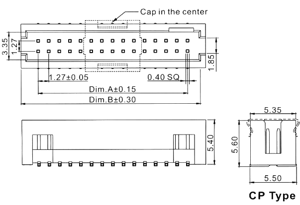      (SMD)        2198SM-XXXG-CP,  1,27 x 1,27 ,      IDC