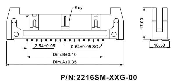 2216R-XX-00 (SCM-XXR-00, DS1011-XXR-00, IDCC-XXMR-00) серия: Вилки закрытые без защелок для поверхностного (SMD) монтажа, шаг 2.54x2.54 мм, Разъемы для плоского кабеля серии IDC 2216R-XX-00 (SCM-XXR-00, DS1011-XXR-00, IDCC-XXMR-00) серия: Вилки закрытые без защелок для поверхностного (SMD) монтажа, шаг 2.54x2.54 мм, Разъемы для плоского кабеля серии IDC