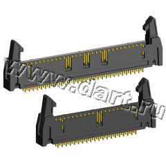 2216SM-XX-02 (IDM-XXSMD) серия, вилка закрытая с выталкивателями 7,75мм прямая на плату для поверхностного монтажа, шаг 2,54 мм x 2,54мм, Разъемы для плоского кабеля серии IDC