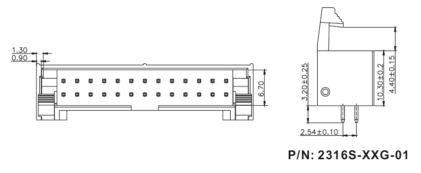 2316S-XXG-01 ,            ,  2,54  x 2,54,      IDC