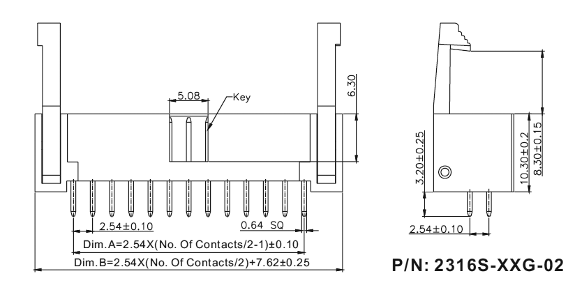 2316S-XXG-02 ,            ,  2,54  x 2,54,      IDC