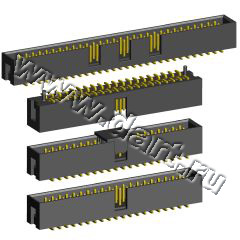 2316SM-XXG-PG (BH-XXSMD) серия, вилка закрытая прямая с направляющими на плату для поверхностного монтажа, шаг 2,54 мм x 2,54мм, Разъемы для плоского кабеля серии IDC
