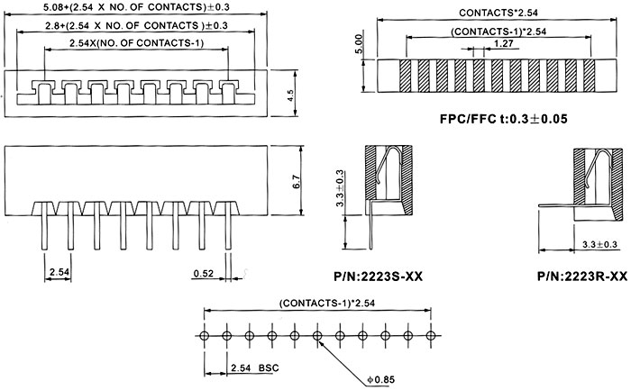 2223S(R)-XX -  2,54 ,      FPC