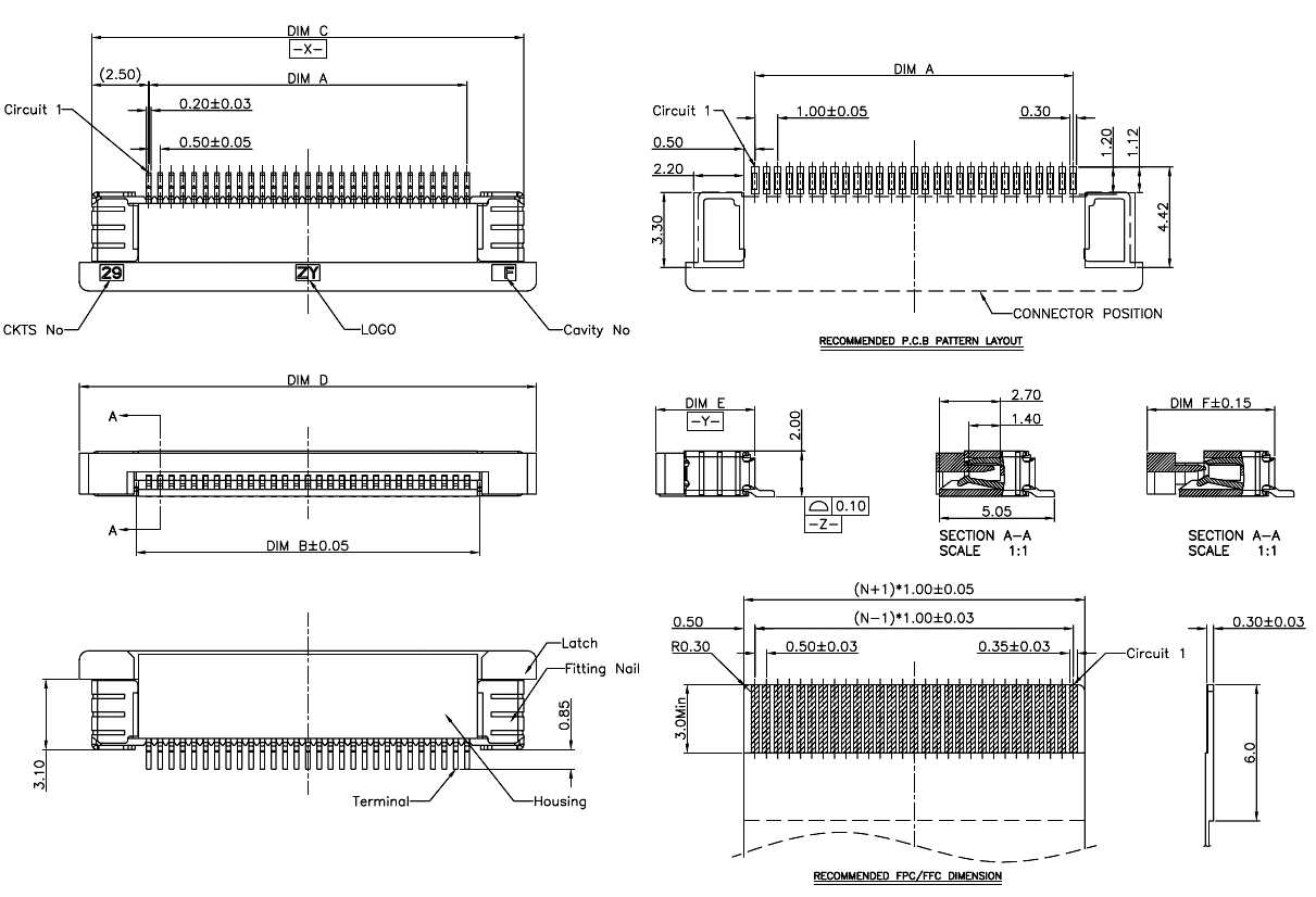 1226-xx-02 (AF3AxxB*S0T10-Q0Q1) :     FPC/FFC,   ,  ,  (SMD) ,  0.5 